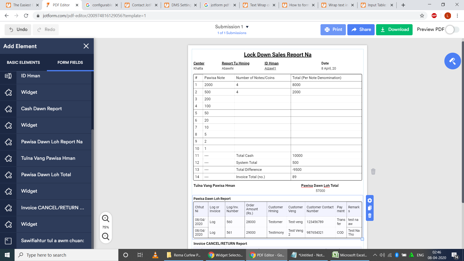 PDF Editor How to adjust columns width of Spreadsheet widget table?